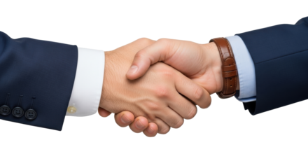Isolated Handshake signifying deal agreement, good business etiquette or professional greeting