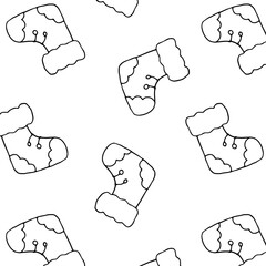 Christmas Seamless Pattern of Minimalist Christmas Stockings &ndash; Clean Vector Line Art Perfect for Wrapping Paper, Fabric & Holiday Packaging