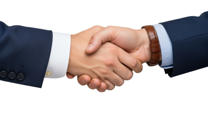 Isolated Handshake signifying deal agreement, good business etiquette or professional greeting - Powered by Adobe