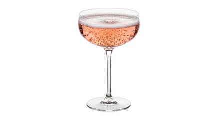 Isolated sparkling rosé wine in a glass coupe, ready to drink for celebrating party