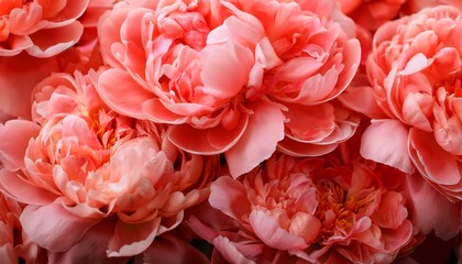 Fototapeta premium Coral Peony Flowers Background Close Up