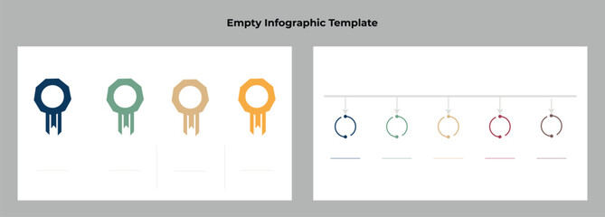 Colorful Awards and Circular Processes Empty Infographic with Two Layout Options