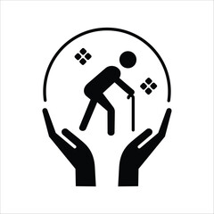 Caring hands providing support and protection for the elderly, symbolizing compassion, assistance, and dedicated senior citizen well-being in a supportive environment