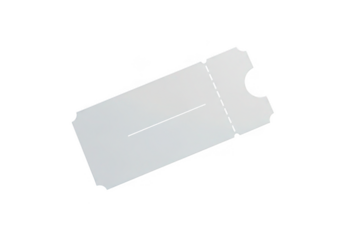 Blank white ticket with perforated tear line isolated on transparent background