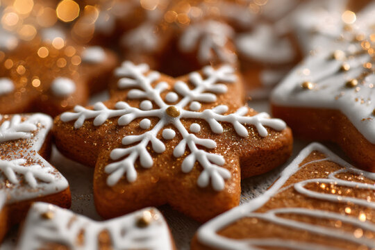 gingerbread cookies and snowflake shapes 