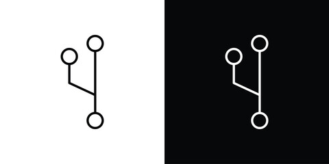 Code Fork icons set with editable black and white stroke line style for ui designs