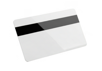 Blank white credit card with magnetic stripe isolated on transparent background