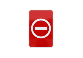 Isolated red road sign indicating no entry or no admittance, rectangular safety sign