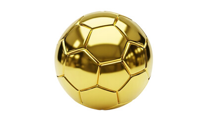 Golden soccer ball isolated on black background with reflections and highlights