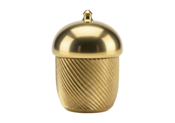 Isolated Acorn-Shaped Metal Container with Lid, Desk Accessory, Decorative Object, Ornament