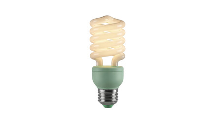 Isolated spiral light bulb, compact fluorescent lamp with green base, for electricity saving