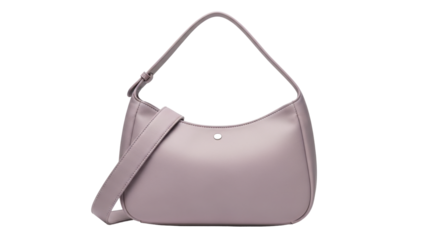 Isolated stylish hobo bag with long strap, lilac purse for woman, fashion accessory item