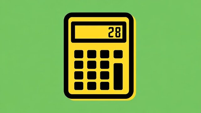 A bright yellow calculator with the number 138 displayed on its screen, set against a green background