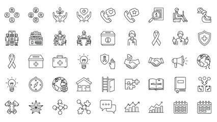 Collection of diverse icons representing various themes and activities