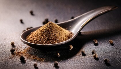 Ground Black Pepper In Spoon