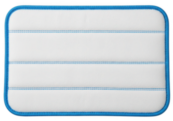 White microfiber mop pad with blue trim isolated on transparent background