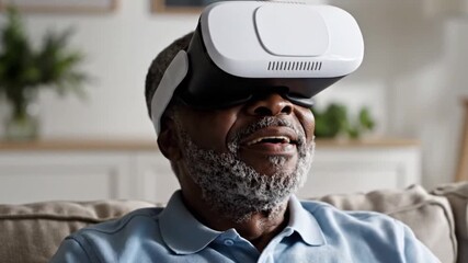 A mature Black man wearing a virtual reality headset - Powered by Adobe