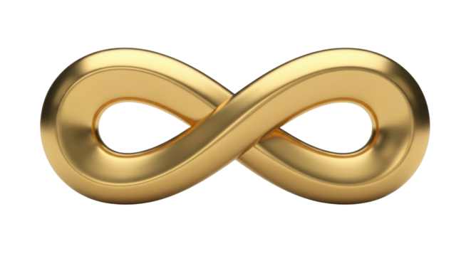 Isolated Golden Infinity Symbol, Eternal Love Concept, Infinite Loops, Limitless Potential