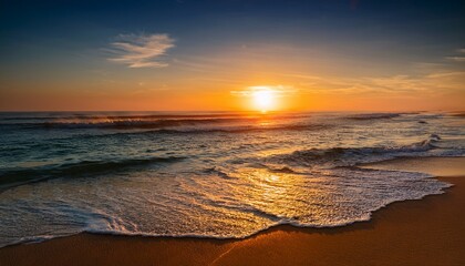 Sunrise Over The Ocean Serene Beach Scene