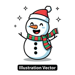 Charming illustration of a cheerful snowman enjoying the winter holidays, perfect for festive designs and joyful celebrations