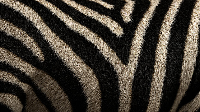 Close-up Texture of Black and White Zebra Stripes in Natural Pattern