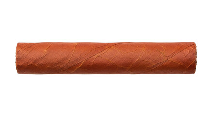Isolated closeup of a brown cigar with detailed wrapper in warm light and textured surface