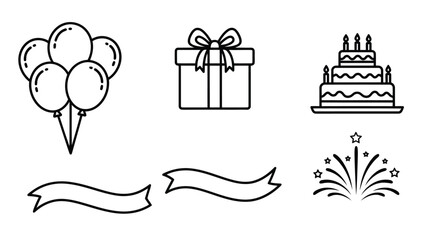 Minimal outline gift box with ribbon icon for celebrations, holidays, birthdays, parties and festive events.