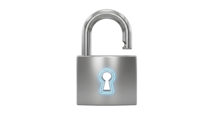 Isolated metal padlock with keyhole, security and safety illustration for privacy concept