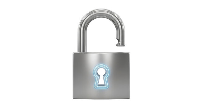 Isolated metal padlock with keyhole, security and safety illustration for privacy concept
