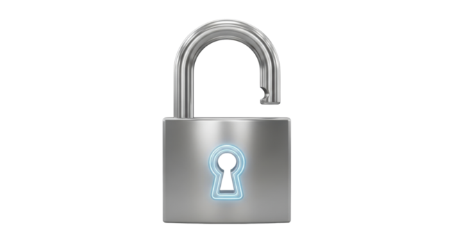 Isolated metal padlock with keyhole, security and safety illustration for privacy concept