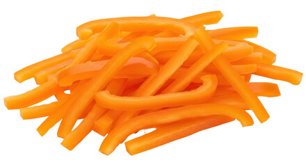 Isolated orange pepper strips, sweet vegetables, healthy eating, vegetable food idea