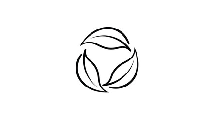 Minimal eco leaf circular symbol for sustainability, organic products, nature care and green environment design.
