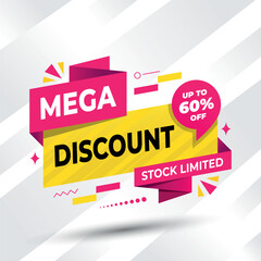 Fototapeta premium Mega Discount Sale Banner with Up to 60 off Promotion