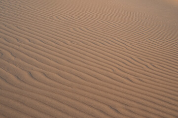 Natural designs and shapes in the sand, caused by the wind.
