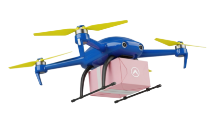 Isolated drone delivering package, innovative delivery system, modern remote technology