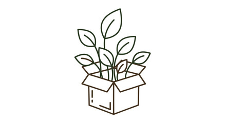 Minimal eco-friendly plant growing in box icon for sustainability, nature, recycling and green projects.
