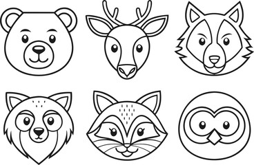 Different Animals Set in Outline Style. Wild Animals Collection in Clean Outlines. Various Animals Set in Line Art. Animal Outline Set for Illustration. Simple Animals Set in Thin Outlines