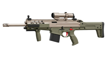 Isolated bullpup rifle weapon for military simulation and target shooting, modern tactical carbine
