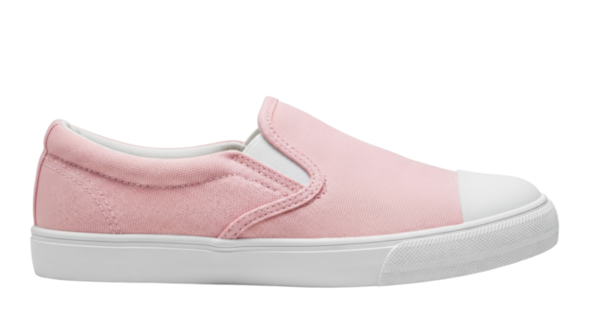 Isolated single canvas casual shoe, soft pink color, a fashion item for an easy-going lifestyle
