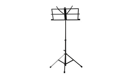 Professional Adjustable Black Metal Music Stand Isolated on White Background