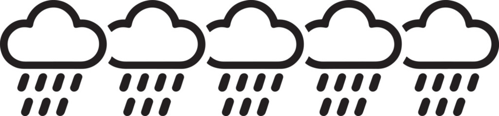 Rain Cloud Icons with Varying Rain Intensity White Background minimalist