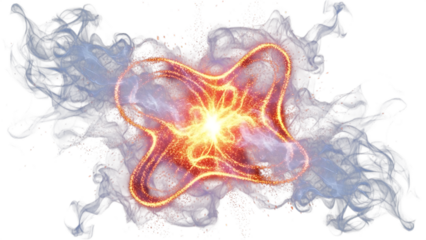 Abstract glowing plasma energy core isolated on transparent background