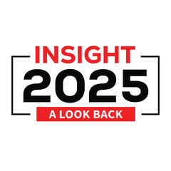 Bold red “2025” typography with dynamic swoosh line above black “INSIGHT” text on white background, modern minimalist logo style design for business report, trend analysis, strategy and forecast theme