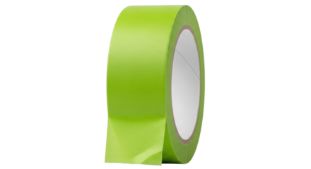 Isolated roll of green painter's masking tape on core, for decorating, art, or home-improvement work