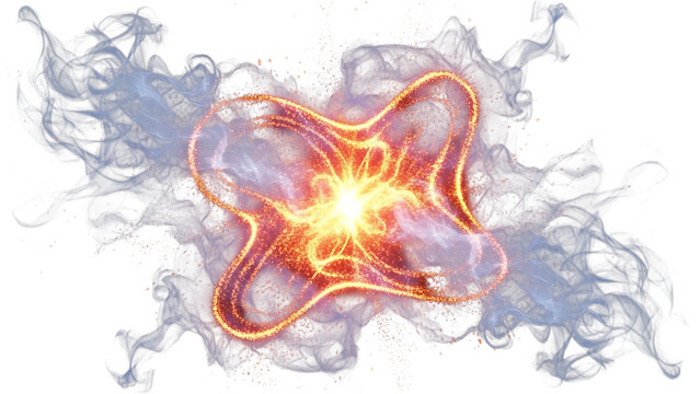 Abstract glowing plasma energy core isolated on transparent background