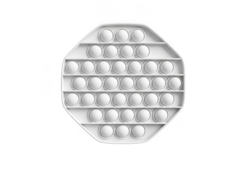Octagonal shaped white bubble pop fidget toy isolated on transparent background - Powered by Adobe