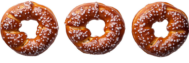 Four glazed donuts against transparent background