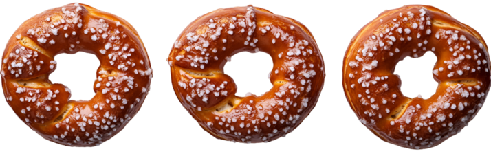 Four glazed donuts against transparent background