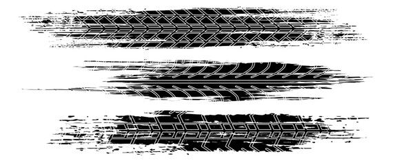 Black tire sign pattern isolated on white background with clipping path, burnt and broken tire texture for graphic design. modern.