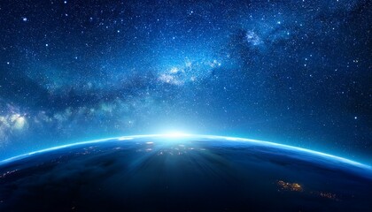 Blue Glowing Lights Stars And Nebula